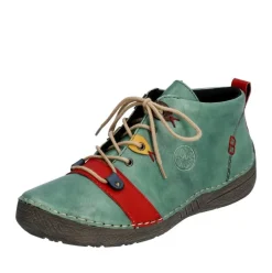 Rieker Antistress Damen Schnürschuh mehrfarbige Ösen grün S23  52507-52