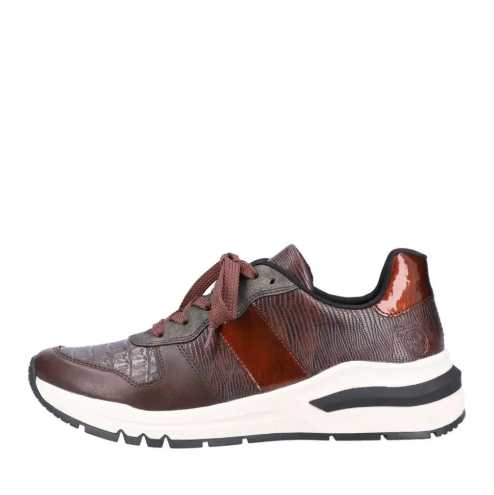 Rieker Antistress Damen Schnürhalbschuh Sneaker Keilsohle Wechselfußbett braun S22 M6602-25