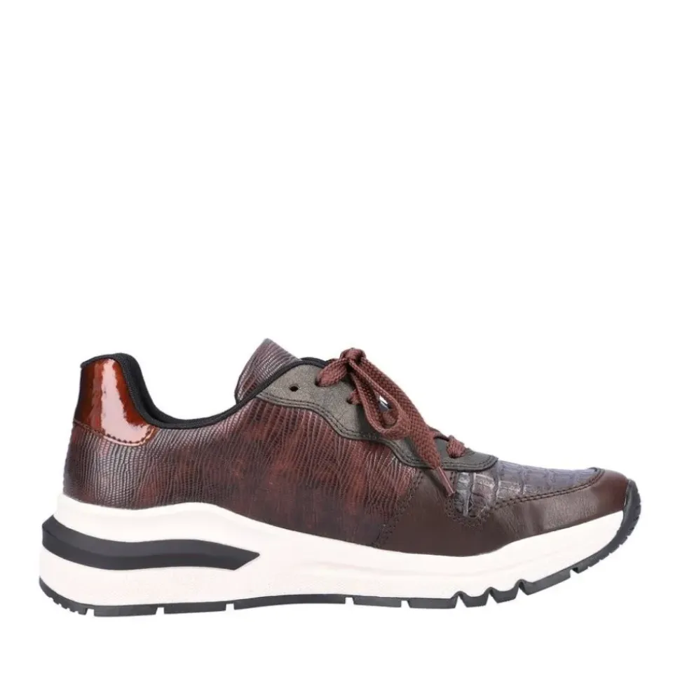 Rieker Antistress Damen Schnürhalbschuh Sneaker Keilsohle Wechselfußbett braun S22 M6602-25