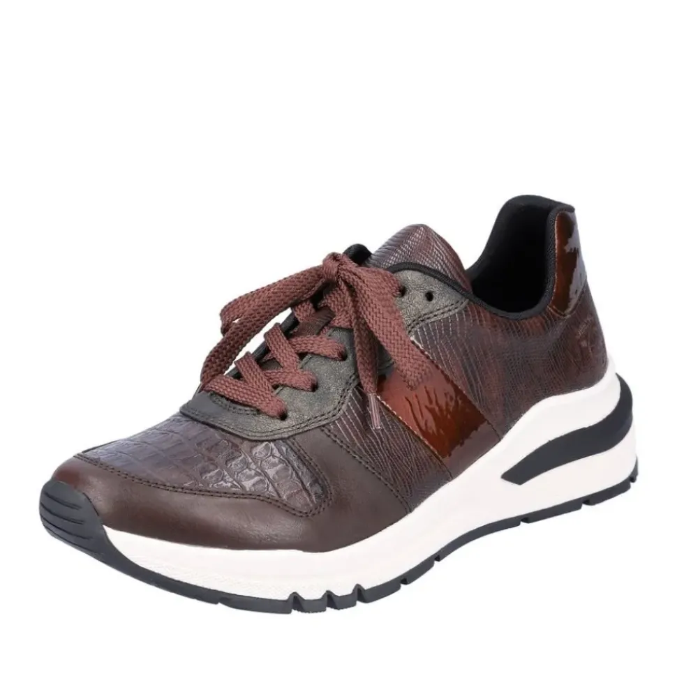 Rieker Antistress Damen Schnürhalbschuh Sneaker Keilsohle Wechselfußbett braun S22 M6602-25