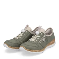 Rieker Antistress Damen Slipper Memosoft Decksohle Schnellschnürung grün S13 N42G0-52