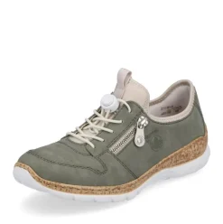Rieker Antistress Damen Slipper Memosoft Decksohle Schnellschnürung grün S13 N42G0-52