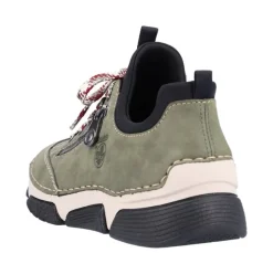 Rieker Antistress Damen Slipper Sneaker Schlupfschaft Zierreißverschluss Wechselfußbett grün S22 45973-54