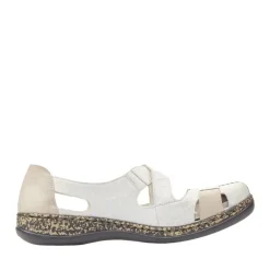 Rieker Antistress Damen Slipper  Riemchenschuh Sandale  Leder Klettverschluss weiß S12 46367-80