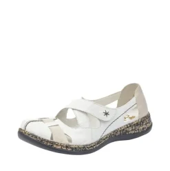 Rieker Antistress Damen Slipper  Riemchenschuh Sandale  Leder Klettverschluss weiß S12 46367-80