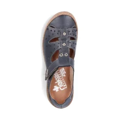 Rieker Antistress Damen Slipper Lochmuster Leder Klettverschluss blau S13 54555-14