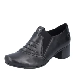 Rieker Antistress Damen Slipper Trotteur Leder Blockabsatz schwarz S23 41657-00