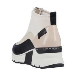 Rieker Antistress Damen Stiefelette sportlich Keilabsatz Neopren- Schaft Reißverschluss beige S22 N6352-60
