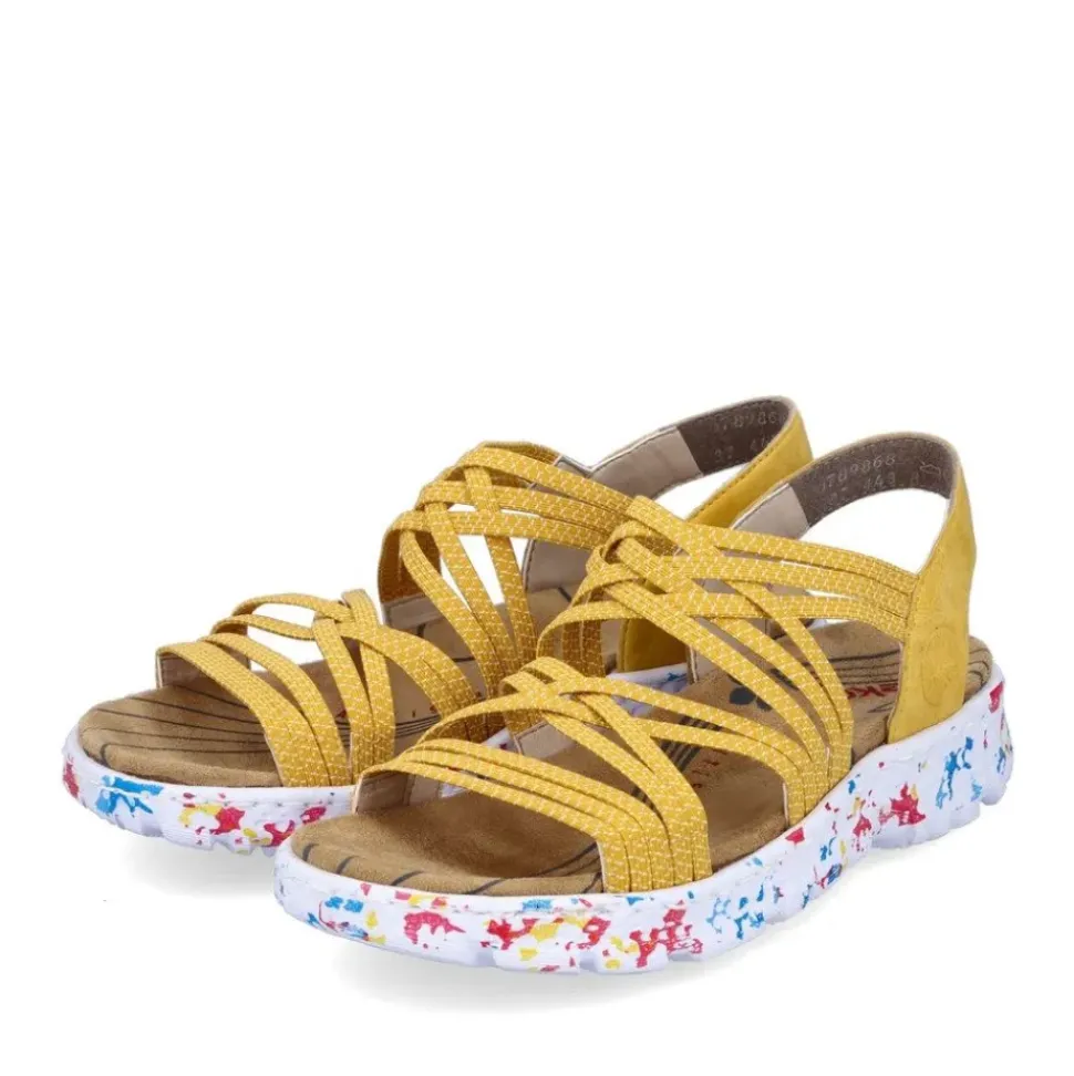 Rieker Antistress Damen Trekkingsandale ultraleicht Gummibänder gelb S13 67898-68