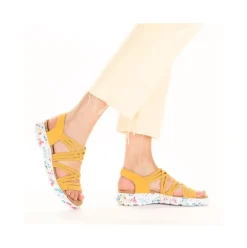 Rieker Antistress Damen Trekkingsandale ultraleicht Gummibänder gelb S13 67898-68