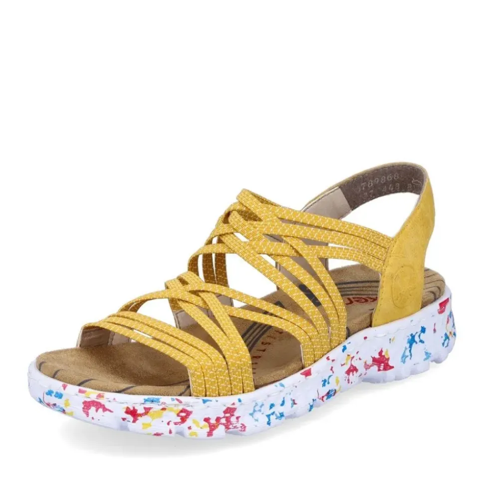 Rieker Antistress Damen Trekkingsandale ultraleicht Gummibänder gelb S13 67898-68