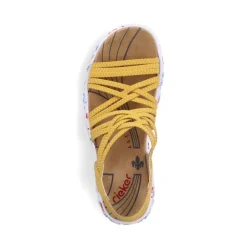 Rieker Antistress Damen Trekkingsandale ultraleicht Gummibänder gelb S13 67898-68