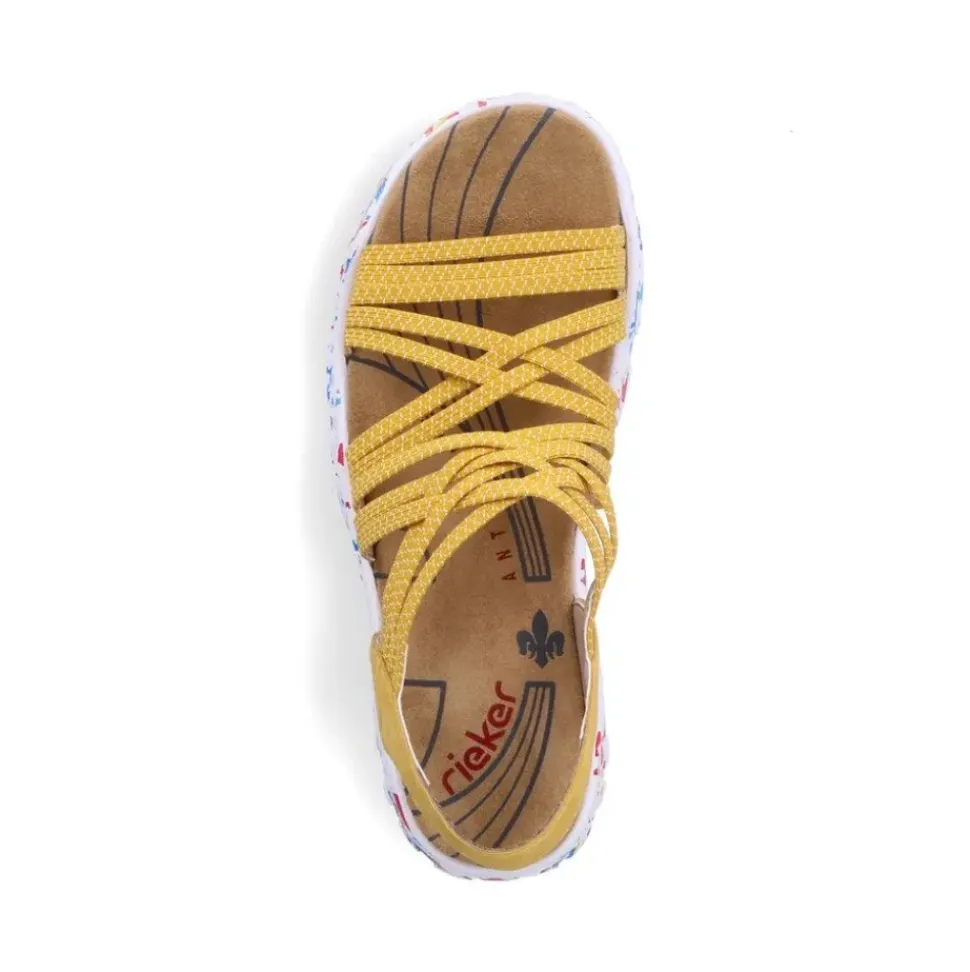Rieker Antistress Damen Trekkingsandale ultraleicht Gummibänder gelb S13 67898-68