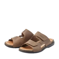 Rieker Antistress Herren Pantolette Klettverschluss Leder braun S12 25592-25