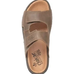 Rieker Antistress Herren Pantolette Klettverschluss Leder braun S12  25592-25