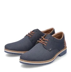 Rieker Antistress Herren Schnürschuh Extraweite grafisches Muster blau S13  16504-16