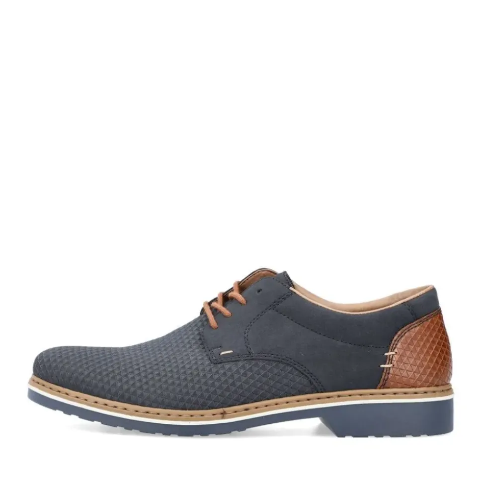 Rieker Antistress Herren Schnürschuh Extraweite grafisches Muster blau S13 16504-16