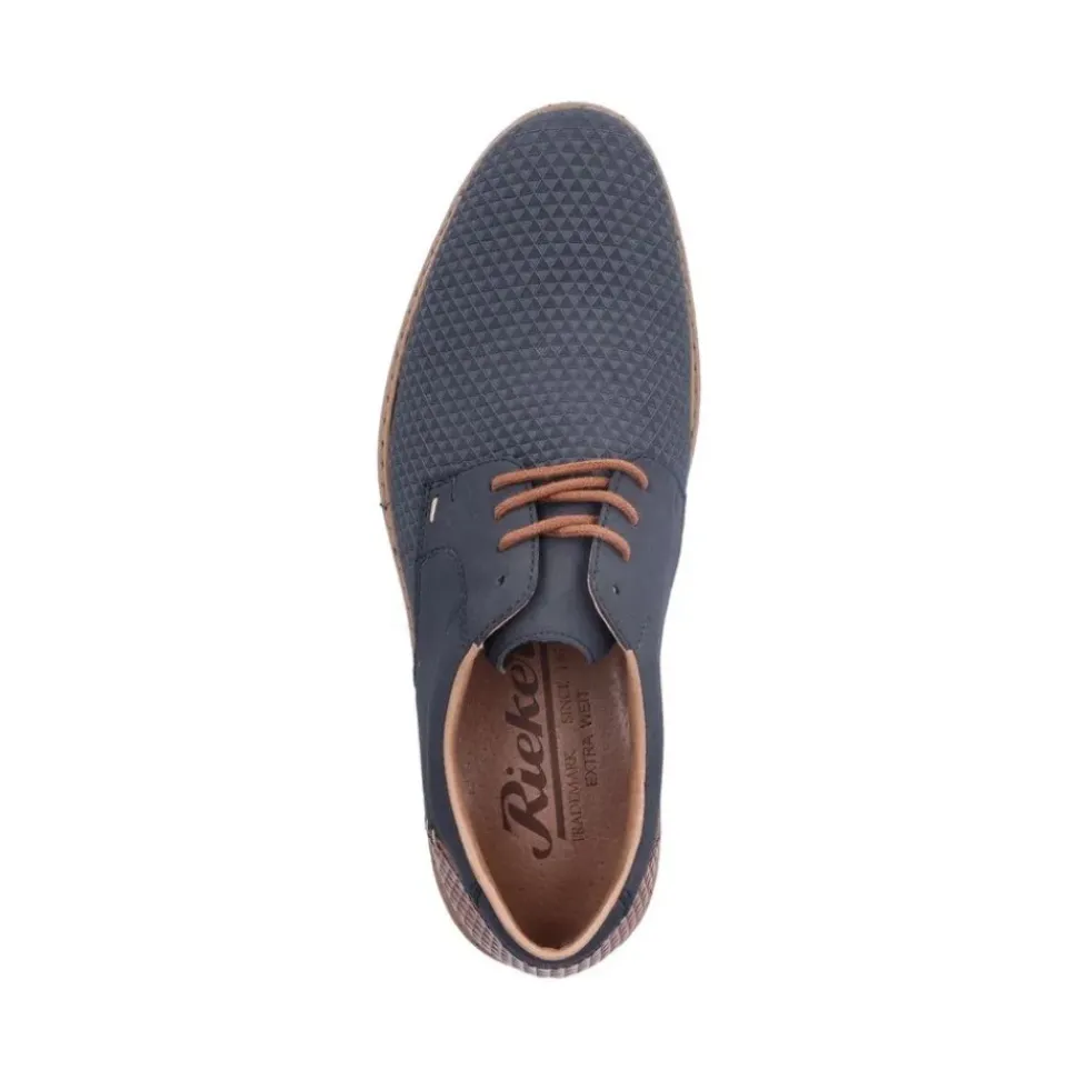 Rieker Antistress Herren Schnürschuh Extraweite grafisches Muster blau S13 16504-16