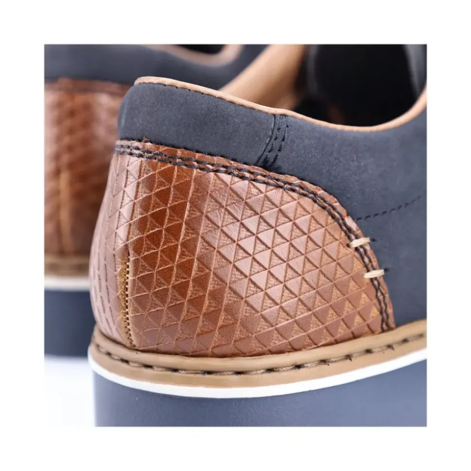 Rieker Antistress Herren Schnürschuh Extraweite grafisches Muster blau S13 16504-16