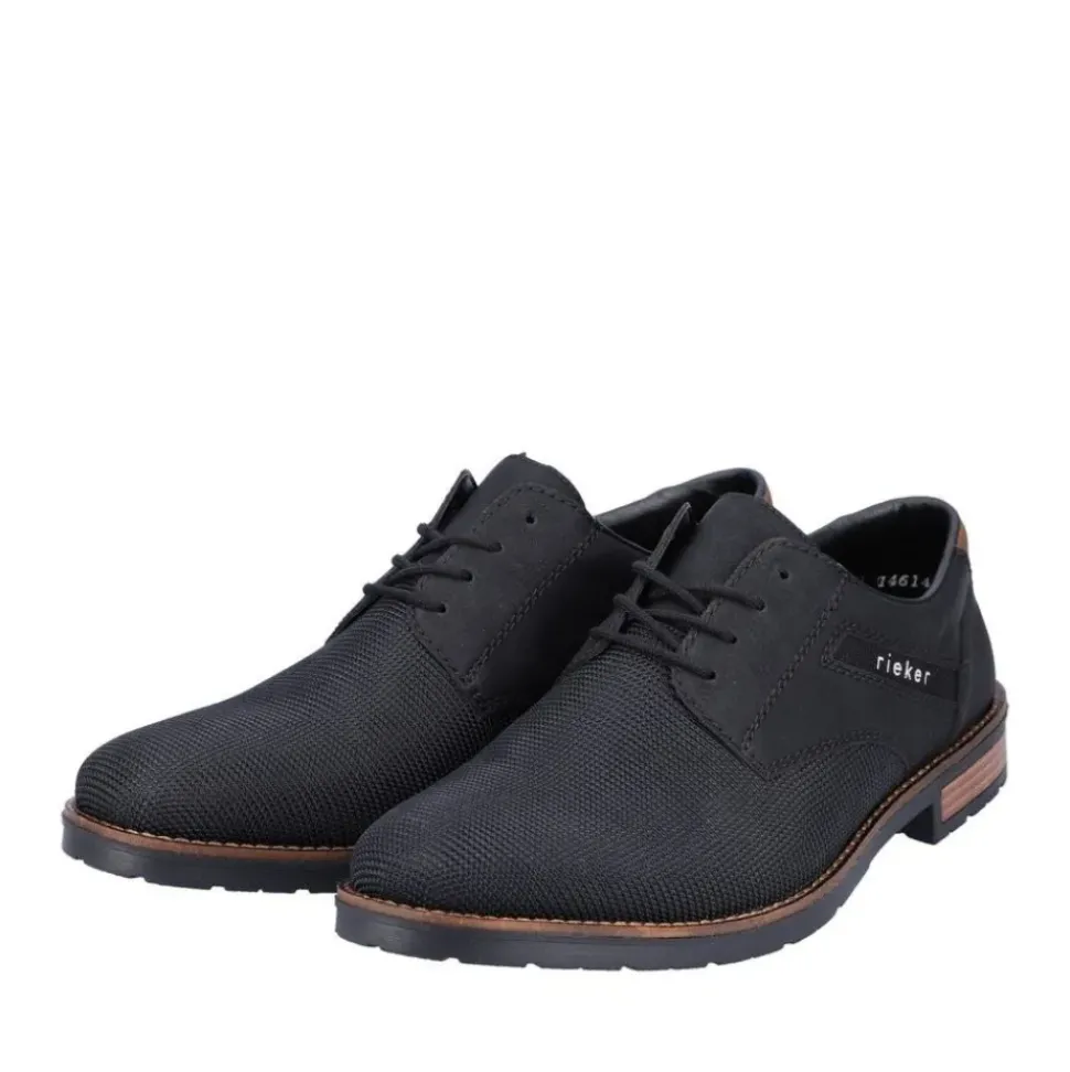 Rieker Antistress Herren Schnürschuh klassisch strukturiertes Obermaterial schwarz S22 14614-00