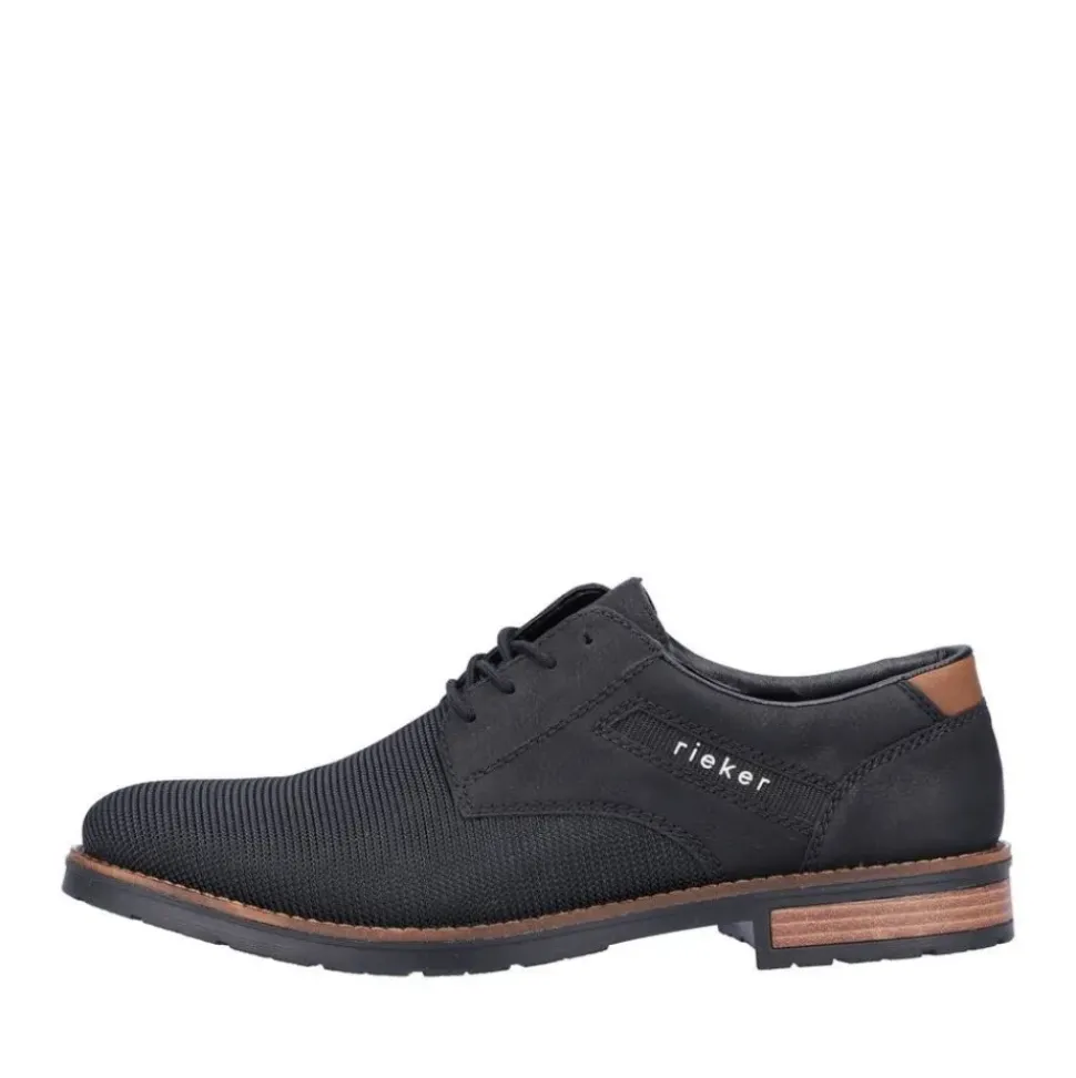 Rieker Antistress Herren Schnürschuh klassisch strukturiertes Obermaterial schwarz S22 14614-00
