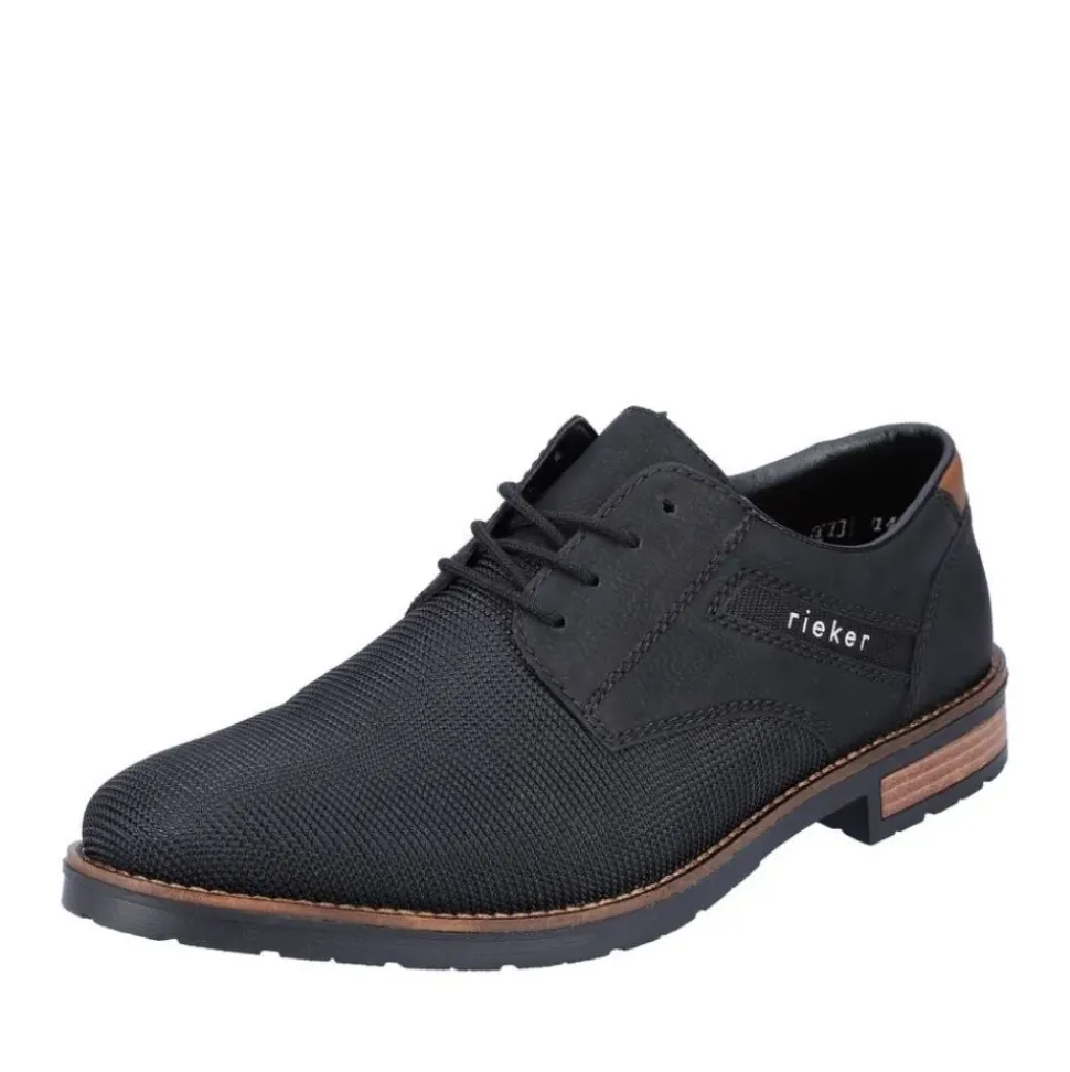 Rieker Antistress Herren Schnürschuh klassisch strukturiertes Obermaterial schwarz S22 14614-00