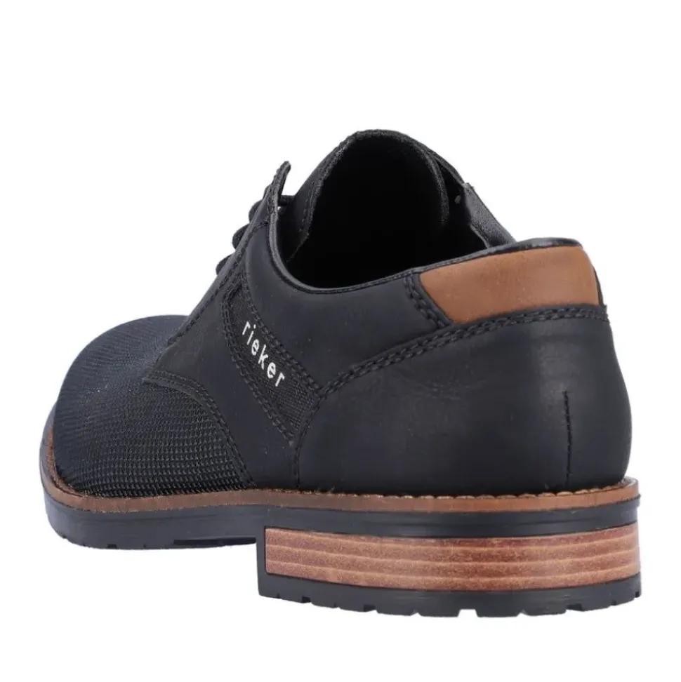 Rieker Antistress Herren Schnürschuh klassisch strukturiertes Obermaterial schwarz S22 14614-00
