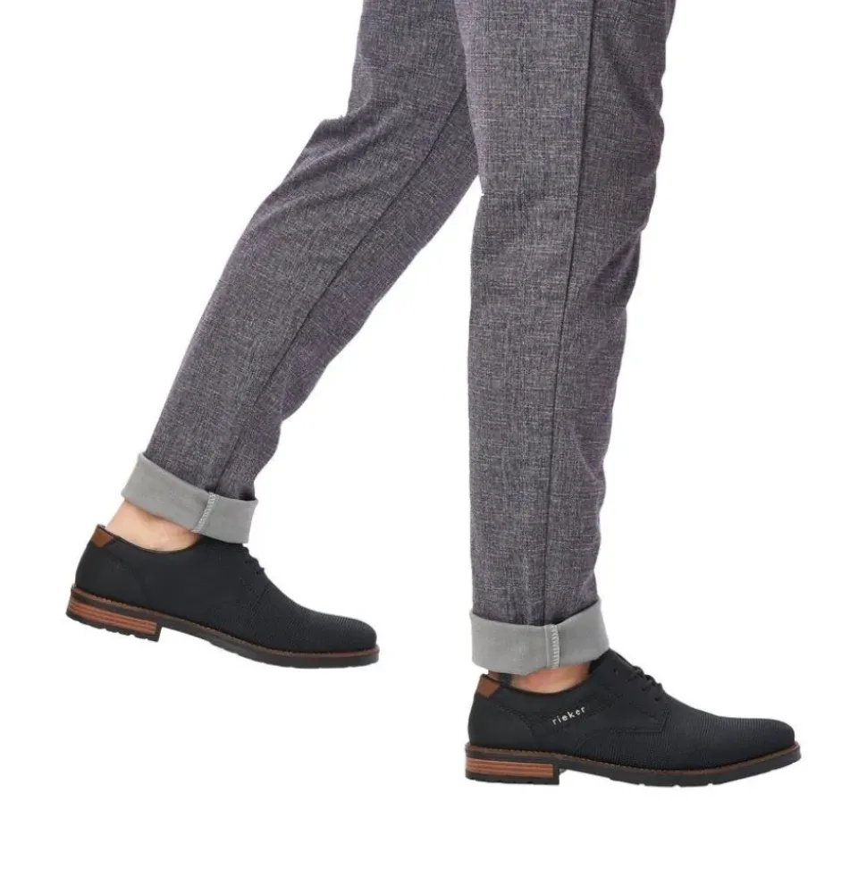 Rieker Antistress Herren Schnürschuh klassisch strukturiertes Obermaterial schwarz S22 14614-00