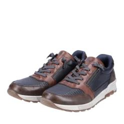 Rieker Antistress Herren Schnürhalbschuh Sneaker Leder Reißverschluss blau S22 15163-14