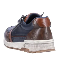 Rieker Antistress Herren Schnürhalbschuh Sneaker Leder Reißverschluss blau S22 15163-14
