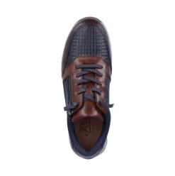 Rieker Antistress Herren Schnürhalbschuh Sneaker Leder Reißverschluss blau S22 15163-14