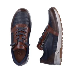 Rieker Antistress Herren Schnürhalbschuh Sneaker Leder Reißverschluss blau S22 15163-14