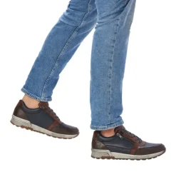 Rieker Antistress Herren Schnürhalbschuh Sneaker Leder Reißverschluss blau S22 15163-14