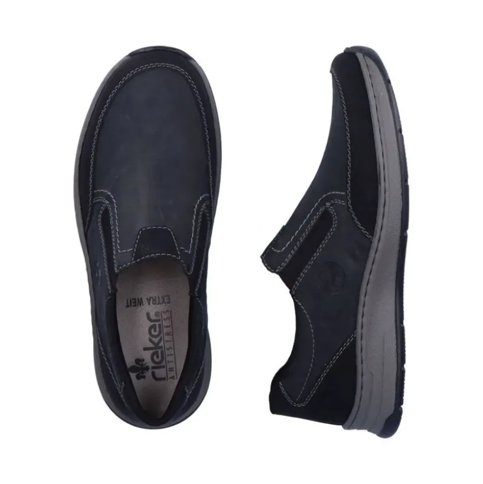 Rieker Antistress Herren Slipper Schlupfschuh Extraweite Wechselfußbett schwarz S23 14362-00