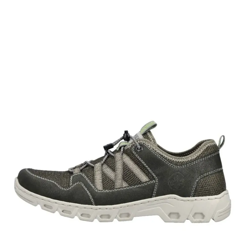 Rieker Antistress Herren Slipper Schlupfschuh Schnellschnürung Wechselfußbett grün S12 14555-54