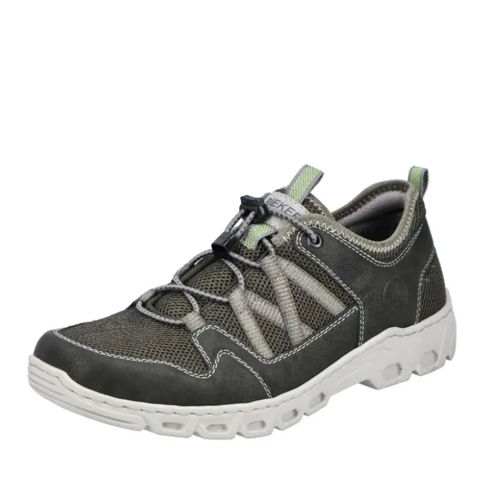 Rieker Antistress Herren Slipper Schlupfschuh Schnellschnürung Wechselfußbett grün S12 14555-54