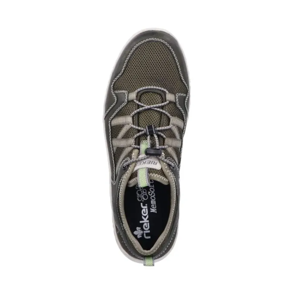 Rieker Antistress Herren Slipper Schlupfschuh Schnellschnürung Wechselfußbett grün S12 14555-54