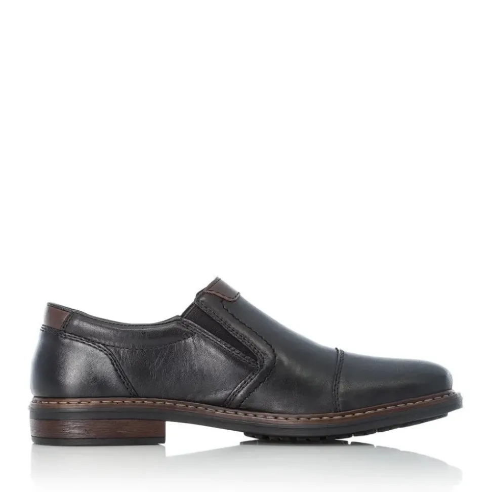 Rieker Antistress Herren Slipper Leder klassisch schwarz S13 17659-00