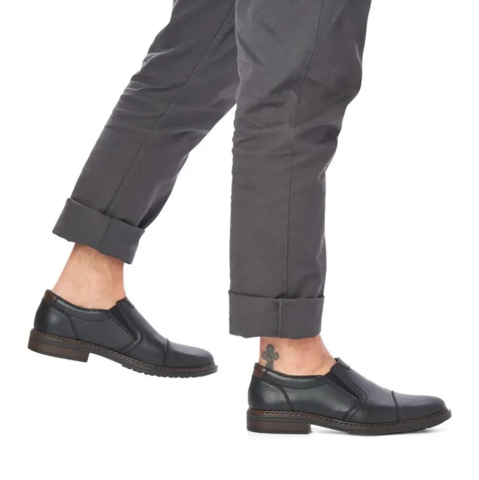 Rieker Antistress Herren Slipper Leder klassisch schwarz S13 17659-00