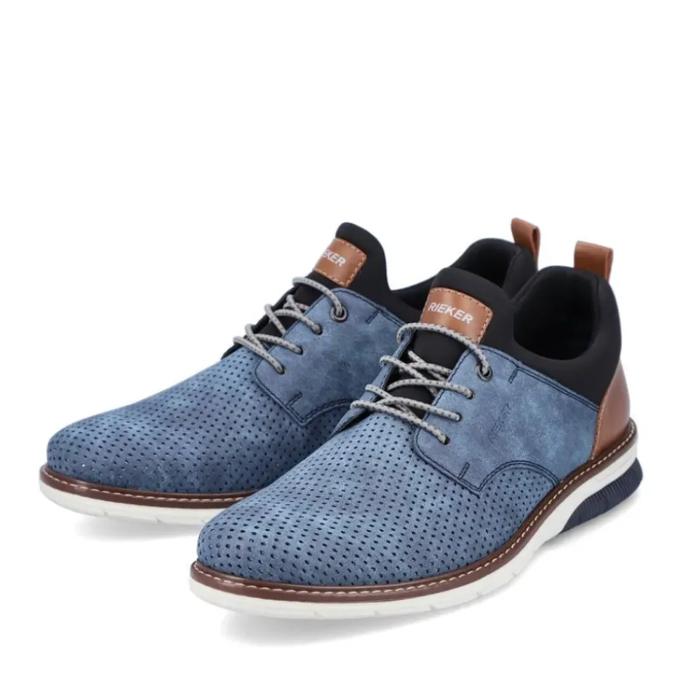 Rieker Antistress Herren Slipper Lochmuster blau S13 14450-14