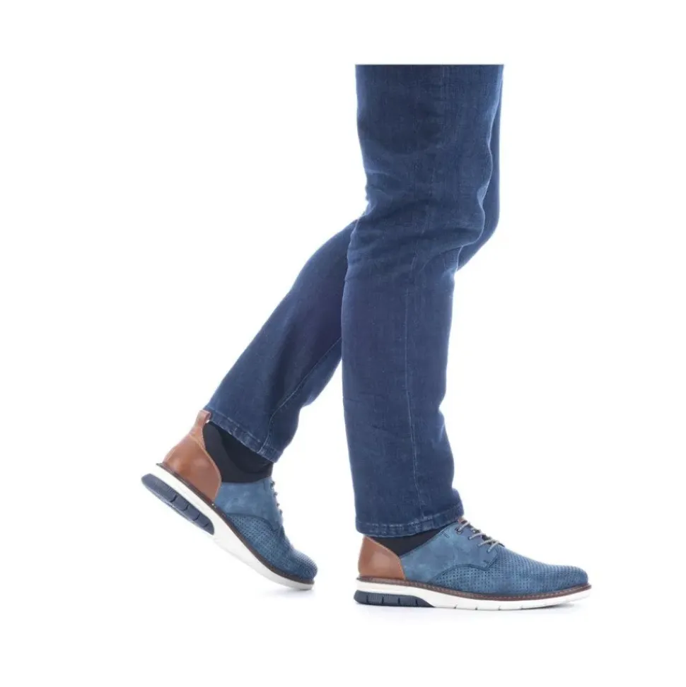 Rieker Antistress Herren Slipper Lochmuster blau S13 14450-14