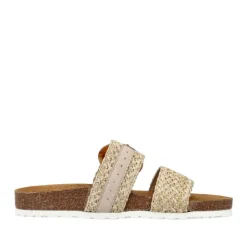 Rieker Antistress Pantolette Bastoptik Zierschnalle beige S12   V8091-60