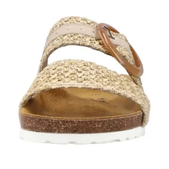 Rieker Antistress Pantolette Bastoptik Zierschnalle beige S12   V8091-60