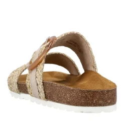 Rieker Antistress Pantolette Bastoptik Zierschnalle beige S12   V8091-60