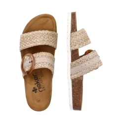 Rieker Antistress Pantolette Bastoptik Zierschnalle beige S12   V8091-60