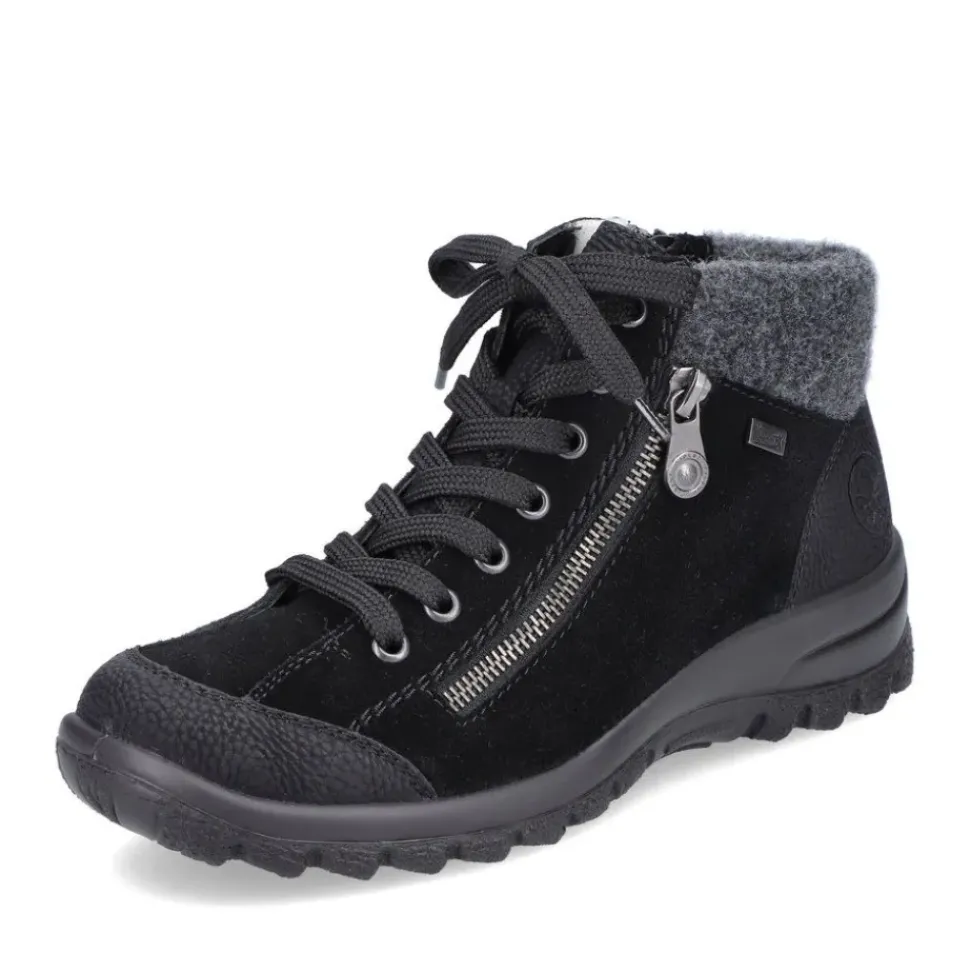 Rieker Antistress Schnürschuh Rauleder RiekerTEX- Membran schwarz S21 L7132-01