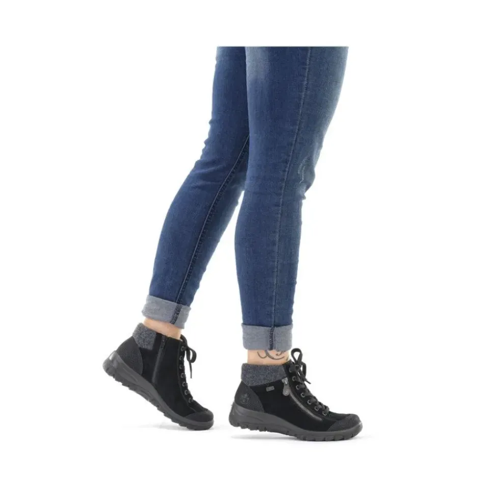 Rieker Antistress Schnürschuh Rauleder RiekerTEX- Membran schwarz S21 L7132-01