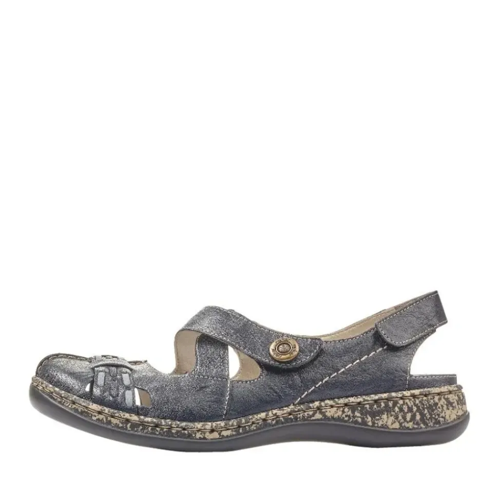 Rieker Antistress Slipper Sling Sandale Leder Klettverschluss blau S12 46377-14
