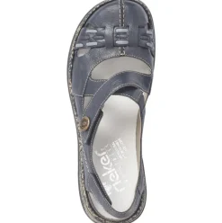 Rieker Antistress Slipper Sling Sandale Leder Klettverschluss blau S12 46377-14