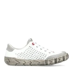 Rieker Antistress sportlicher Damen Slipper Reißverschluss Leder Lochmuster weiß S13 L0355-80